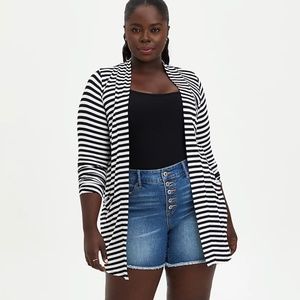 🍀5/$45🍀 OPEN FRONT CARDIGAN - SUPER SOFT STRIPE BLACK & WHITE